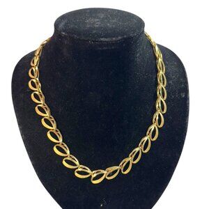Amerik Vintage 14K Gold Plated Leaf Link Necklace 17" Signed Evening Cocktail